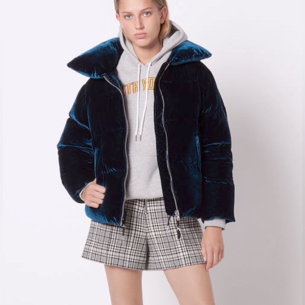 SAM Duck Down Sophia Blue Puffer Jacket Luxurious Velvet ⭐️NEW